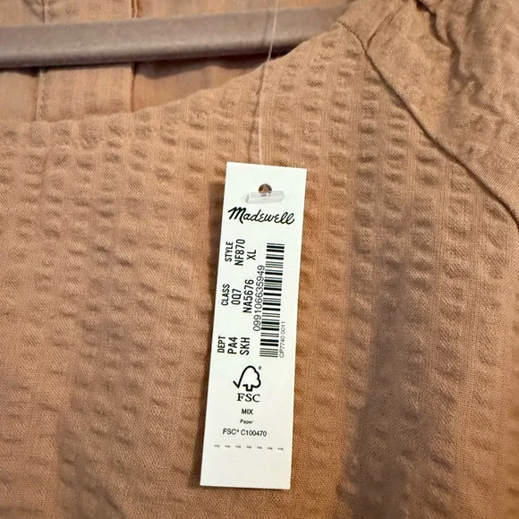 Madewell A line Seersucker Tan Dress - Picture 3 of 4